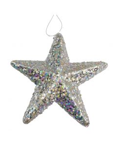 Davies Products 3D Glitter Star Christmas Tree Bauble - 19cm Champagne