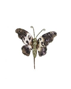 Davies Products Metallic Leopard Butterfly Pick Christmas Decoration - 11cm