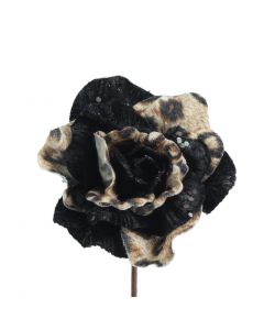 Davies Products Leopard Rose Christmas Decoration - 13cm Black