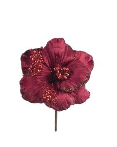 Davies Products Hibiscus Pick Christmas Decoration - 13cm Red