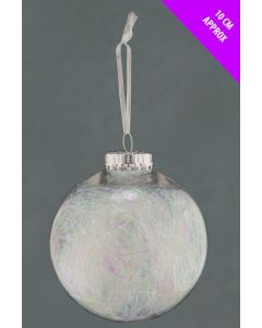 Davies Products Christmas Clear Lametta Bauble - 10cm Iridescent