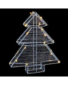 Premier Metal Wire Twinkling Christmas Tree - Silver - Warm White - 40cm