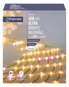 Premier Multi-Action UltraBrights Waterfall Christmas Lights - Red & Vintage Gold - 400 LED