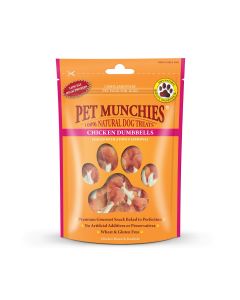 Pet Munchies Chicken & Rawhide Dumbbells - 80g - Pack of 8