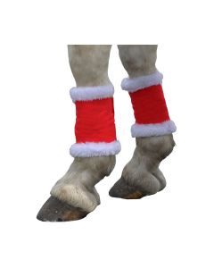 Hy Christmas Santa Horse Leg Wraps (Set of 4) - Pony	- Red/White