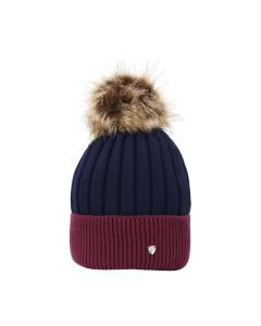 Hy Equestrian Synergy Luxury Bobble Hat - Navy/Fig